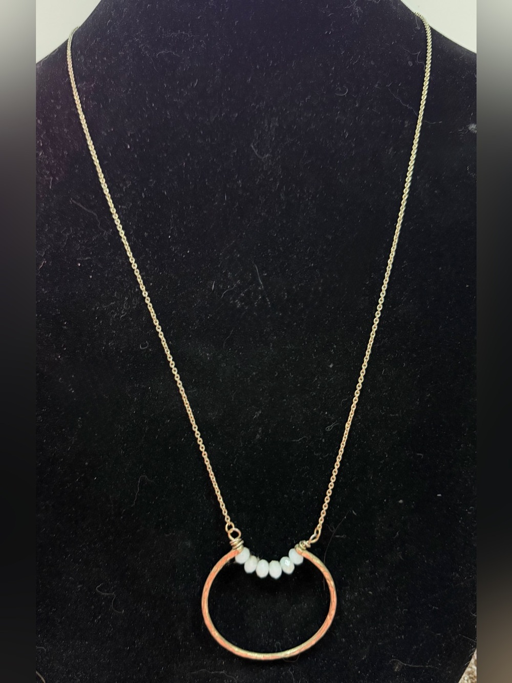 Canvas Gold-Tone Hammered Circle & Beads Drop Long Pendant Necklace